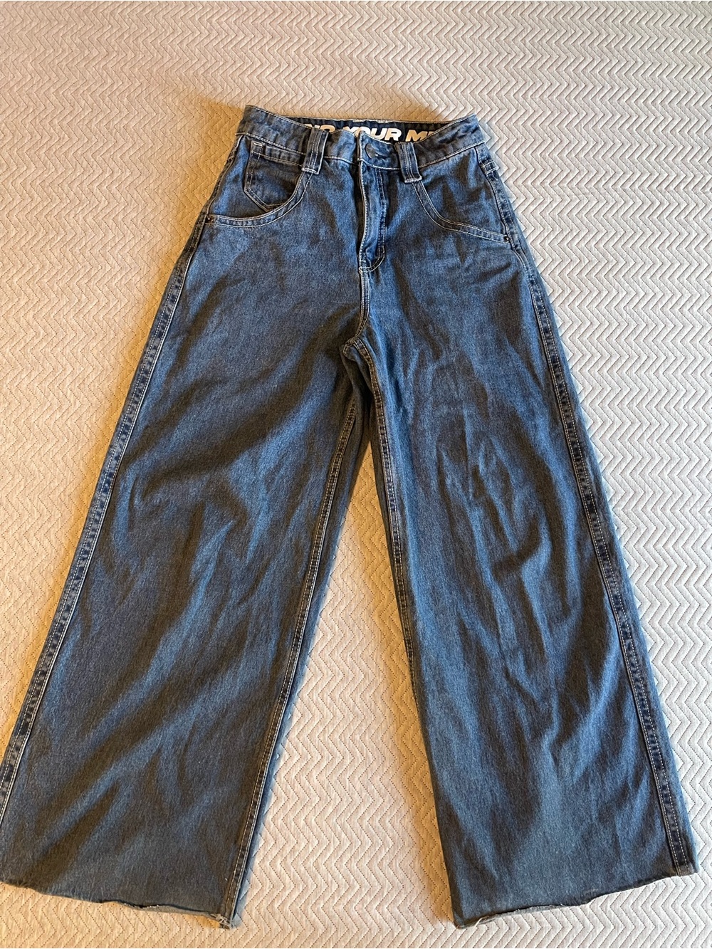 High-Rise Wide Leg Baggy Jeans for Teens & young woman — Medium wash Size 2P